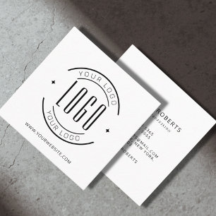 Modern white simple add your logo  square business card