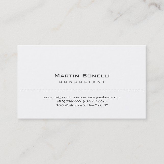 Modern White Simple Consultant Business Card (Front)