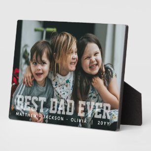 Modern White Simple Custom Best Dad Ever Photo Plaque