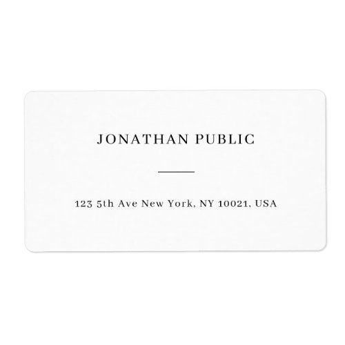 Modern White Simple Personalized Template Address Label
