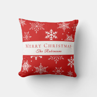 Modern White Snowflakes Throw Pillow