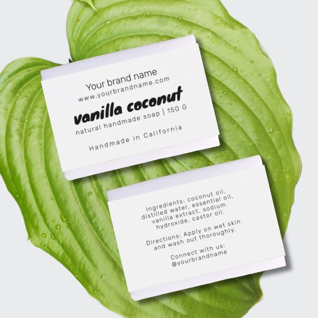 Modern white soap packaging ingredients label (Creator Uploaded)