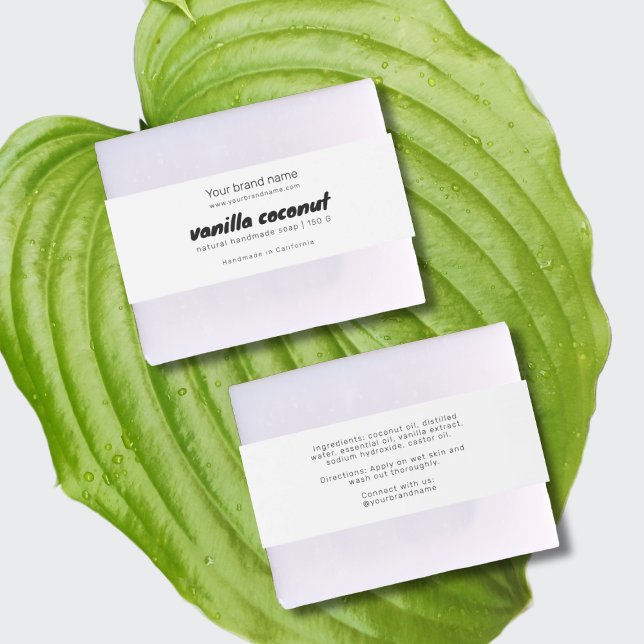 Modern white soap packaging ingredients wrap label (Creator Uploaded)
