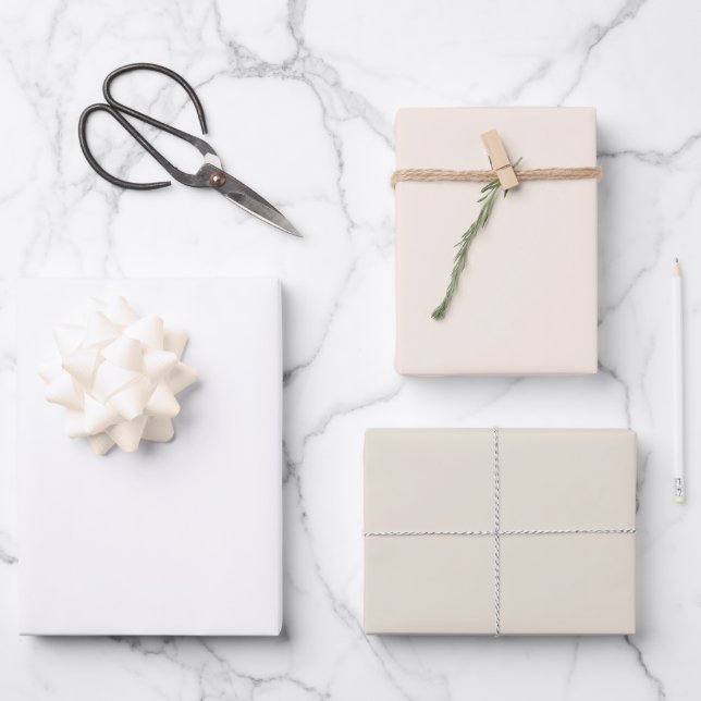 Modern White Solid Color Wrapping Paper Sheets (Front)