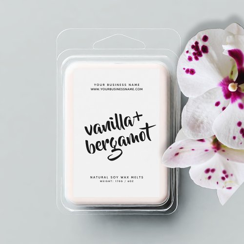 Modern white soy wax melts label