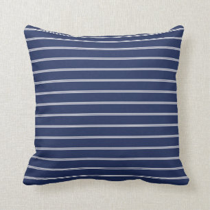 Modern White Stripe on Navy Blue Chic Throw Pillow