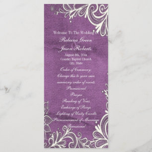 modern white swirls purple wedding programs