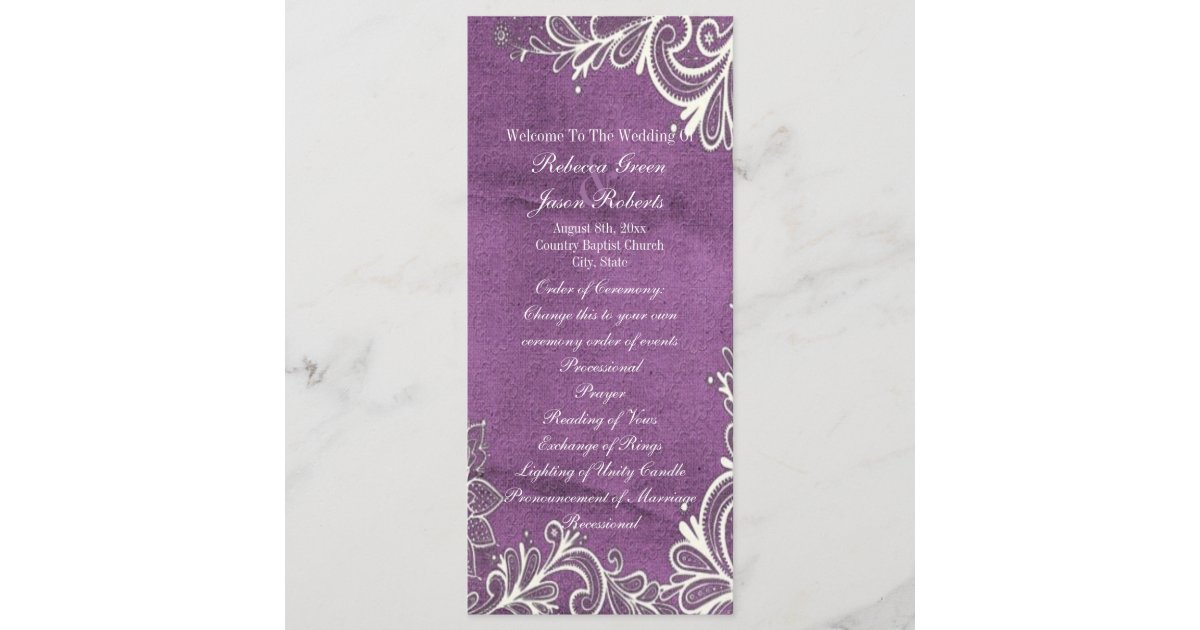 Modern White Swirls Purple Wedding Programs Zazzle Com