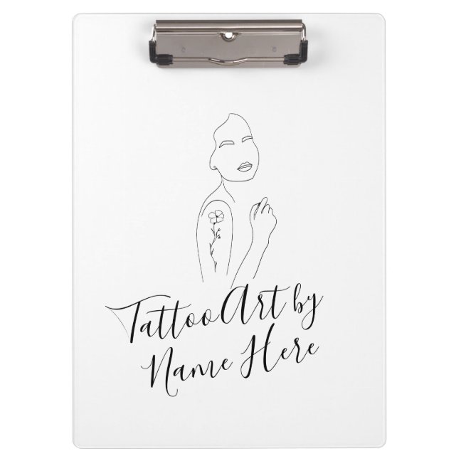 Modern White Tattoo ART studio script typography Clipboard