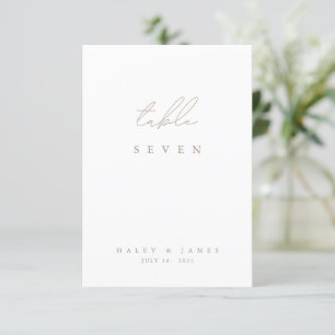 Modern White & Taupe Calligraphy Table Number