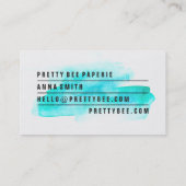 Modern white teal watercolor artist professional business card (Back)