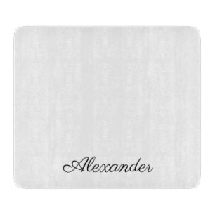 Modern White template, Black Script Kitchen Cutting Board