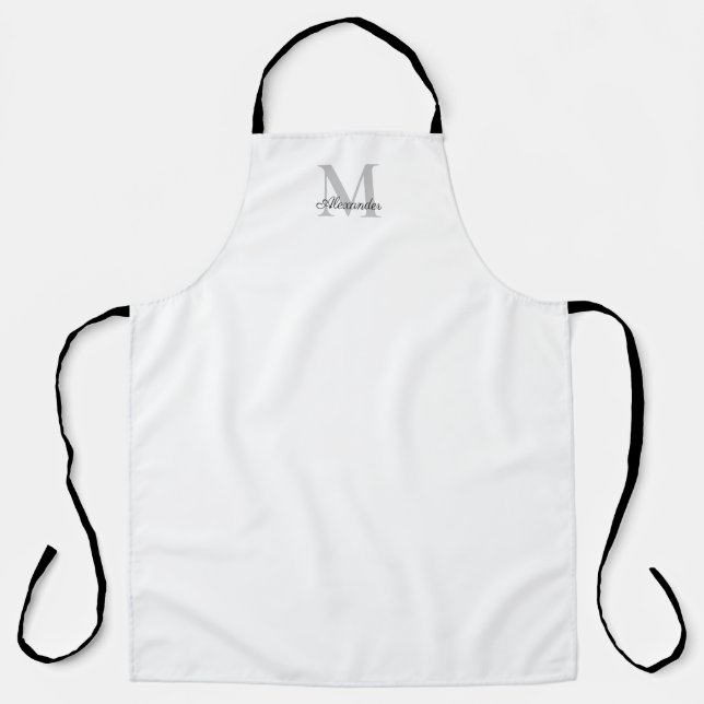 Modern White template, Gray Black Script Apron (Front)