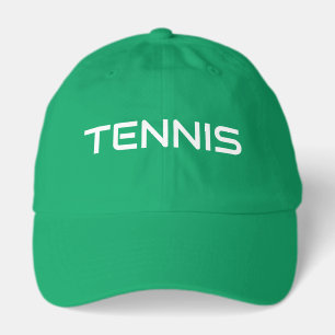 Modern White TENNIS Text Kelly Green Background Hat