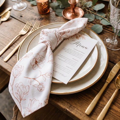 Modern White Terracotta Foral Wedding Cloth Napkin