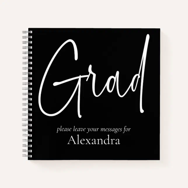 Modern White Text Grad Name Graduation Guest Book | Zazzle