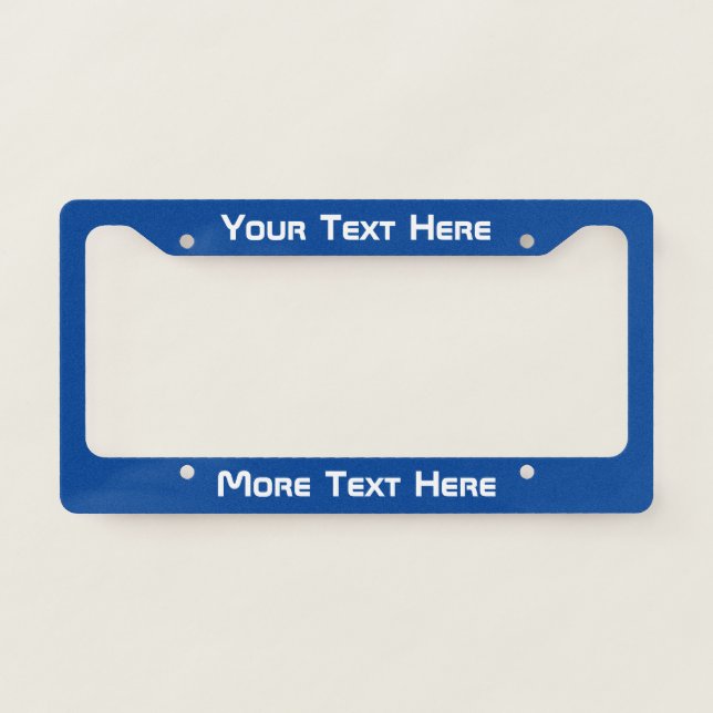 Modern White Text on Dark Blue License Plate Frame (Front)
