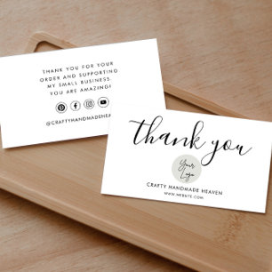 Modern White Thank You For Shopping Small Branding Business Card