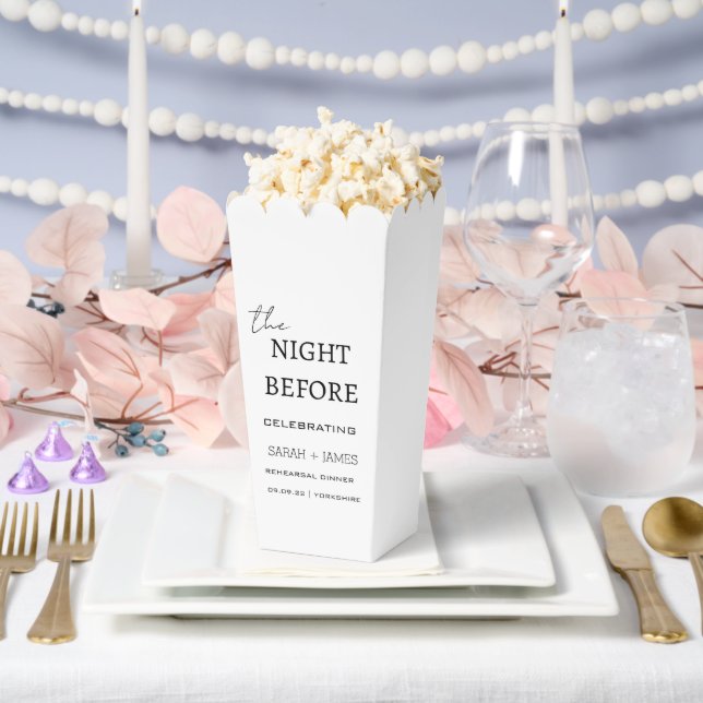 Modern White the Night Before Rehearsal Dinner  Favor Boxes (Wedding)