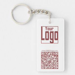 Modern White & Topaz Logo QR Code  Keychain