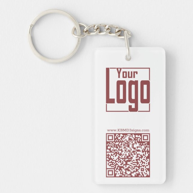 Modern White & Topaz Logo QR Code  Keychain (Front)