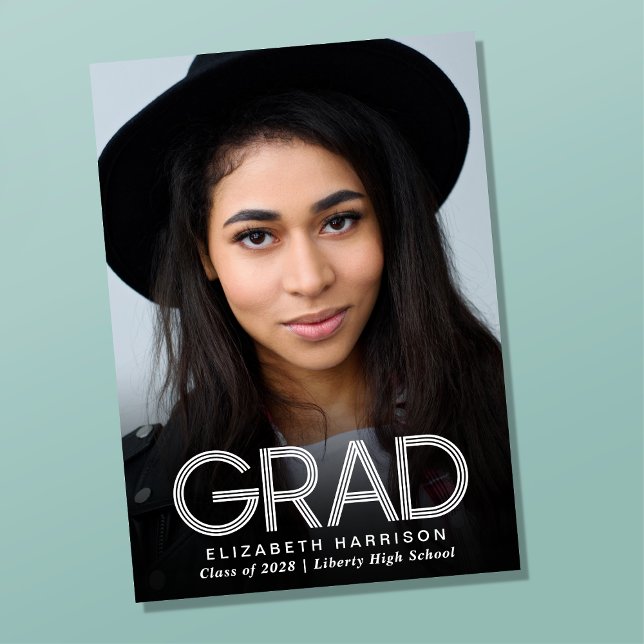 Modern White Typography Photo Graduation Announcement (Creator Uploaded)