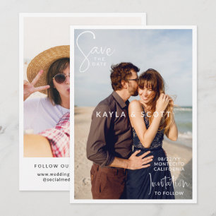Modern White Typography QR Code Wedding Save The Date