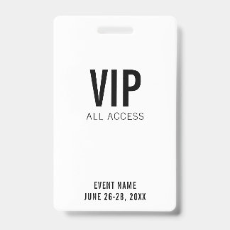 Modern White VIP All Access QR Code Event Badge