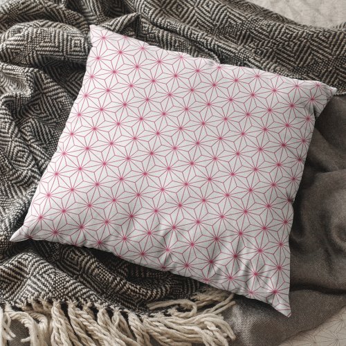 Modern White Viva Magenta Geometric Japanese  Throw Pillow