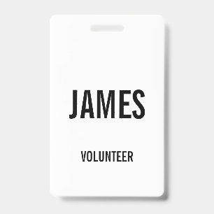Modern White Volunteer Name Event Information Badg Badge