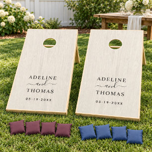 Modern White Washed Wedding Monogram Custom Cornhole Set