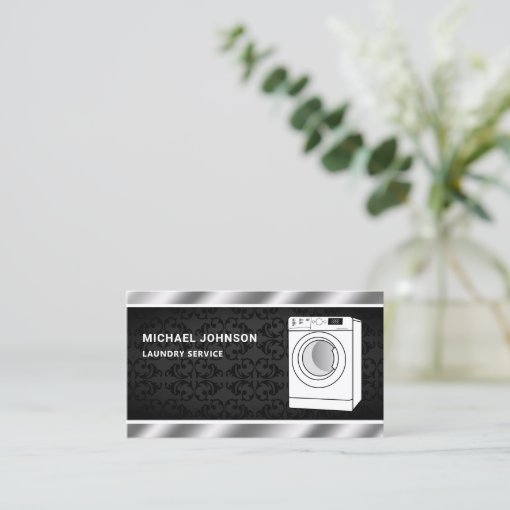 Modern White Washing Machine Laundry Service Business Card | Zazzle