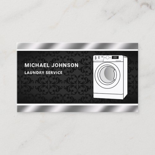 Modern White Washing Machine Laundry Service Business Card