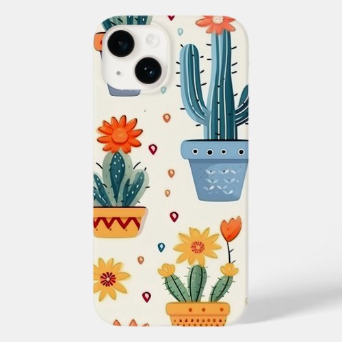 Modern white Watercolor Floral Cactus Case_Mate iPhone 14 Case