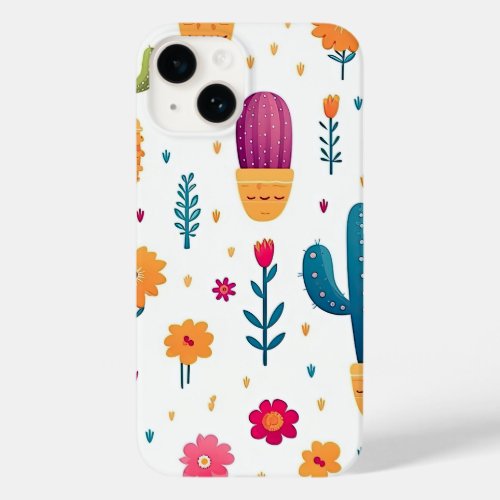Modern white Watercolor Floral Cactus Case_Mate iPhone 14 Case