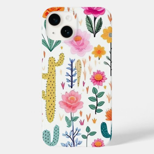 Modern white Watercolor Floral Cactus Case_Mate iPhone 14 Case