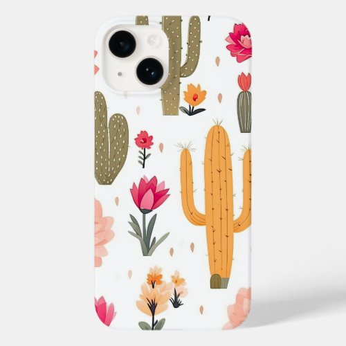 Modern white Watercolor Floral Cactus Case_Mate iPhone 14 Case