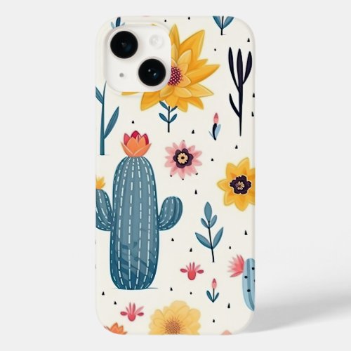 Modern white Watercolor Floral Cactus Case_Mate iPhone 14 Case