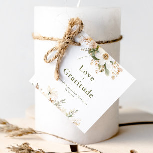 Modern White Watercolor Floral Wedding Favor Tags