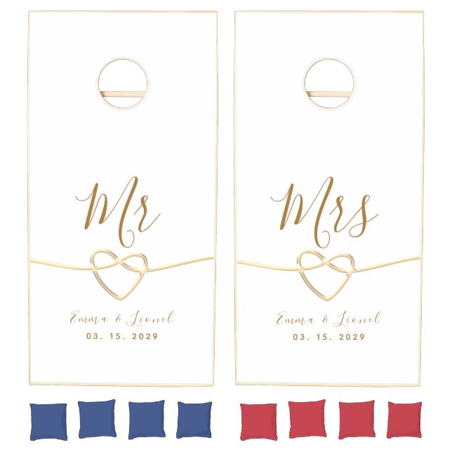 Modern White Wedding Cornhole Set (Set)