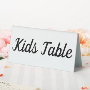 Modern White Wedding Double Sided Kids Table Tent