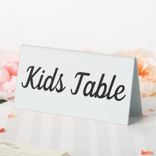 Modern White Wedding Double Sided Kids Table Tent Sign