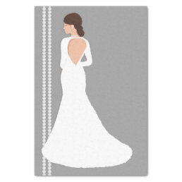 Modern White Wedding Dress Bling Bridal Shower Tissue Paper