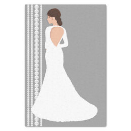 Modern White Wedding Dress &amp; Pearls Bridal Shower Tissue Paper