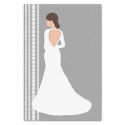 Modern White Wedding Dress&amp; Pearls Bridal Shower Tissue Paper