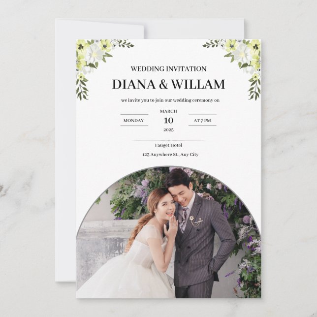 Modern White Wedding Invitation (Front)