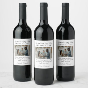 Modern White Wedding Officiant Gift with Photo Wine Label