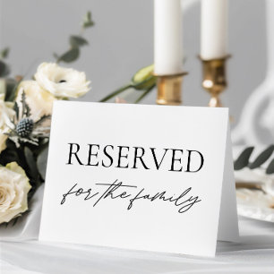 Modern White Wedding Reserved Table Tent Sign Invitation