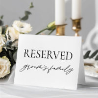 Modern White Wedding Reserved Table Tent Sign