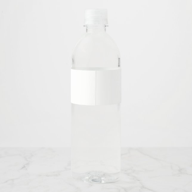 Modern White Wedding Script Monogram Water Bottle Label (Back)
